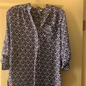 Blue and white blouse
